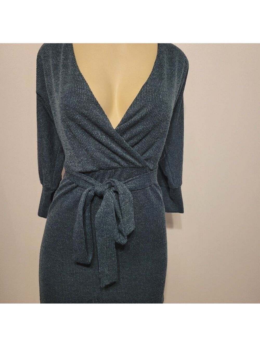 Francesca Green Sweater Dress Medium Christmas Hoildays Wrap Layers - Picture 2 of 6